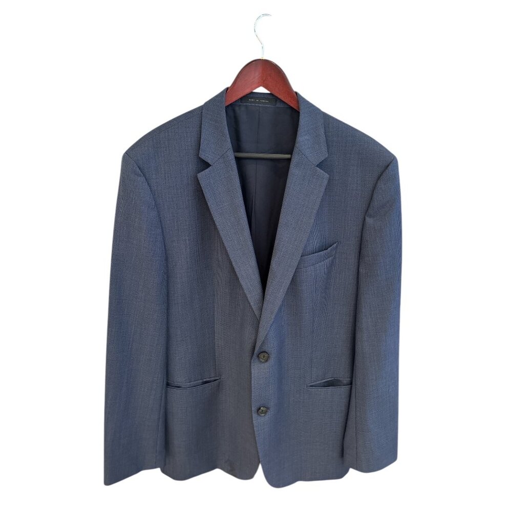 Hugo Boss Mens Navy Two-Button Blazer Jacket 46R Slim Fit Wool Blend Classic Sty